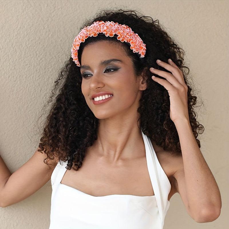 Colorful Flower Ruched Hair Band Headdress for Women