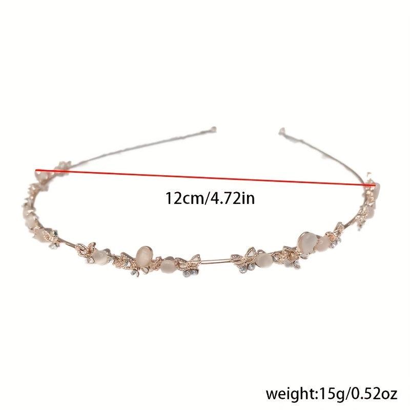 Rhinestone Flower Metal Headband Leaf Headdress Hair Band