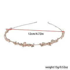 Rhinestone Flower Metal Headband Leaf Headdress Hair Band