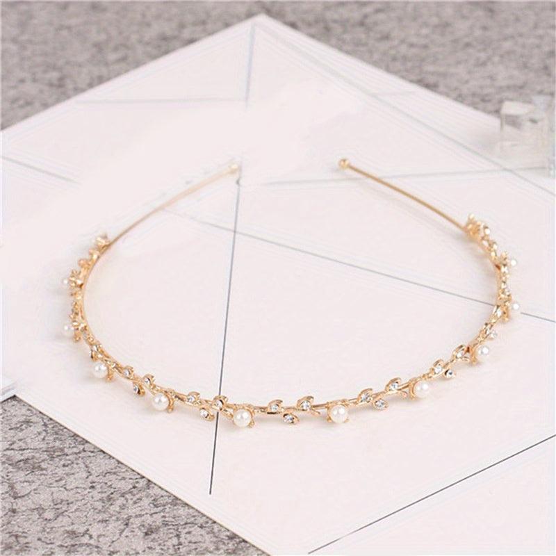 Rhinestone Flower Metal Headband Leaf Headdress Hair Band