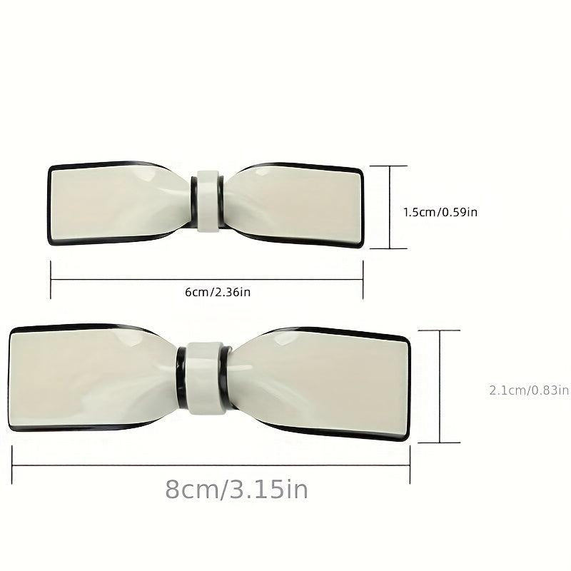 Glossy Bow Barrette Contrast Trim Hair Clip for Women and Girls