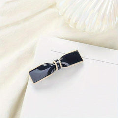 Glossy Bow Barrette Contrast Trim Hair Clip for Women and Girls