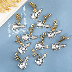 10pcs Guitar Crystal Hair Rings Hippie Style Hair Accessories