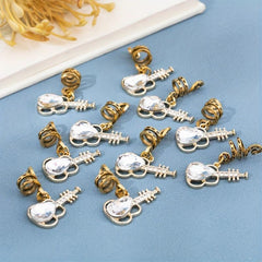 10pcs Guitar Crystal Hair Rings Hippie Style Hair Accessories