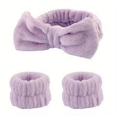 Plush Bow Hair Band Wristband Elastic Headband