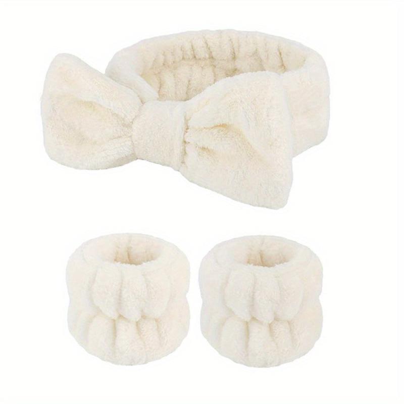 Plush Bow Hair Band Wristband Elastic Headband