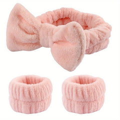Plush Bow Hair Band Wristband Elastic Headband