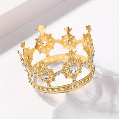 Golden Alloy Crystal Crown Headband Hair Accessory