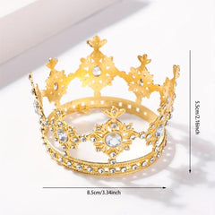 Golden Alloy Crystal Crown Headband Hair Accessory