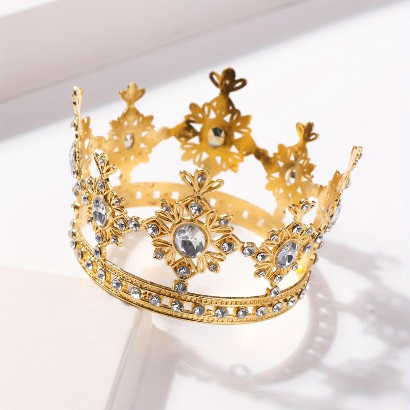 Golden Alloy Crystal Crown Headband Hair Accessory
