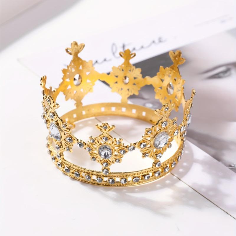 Golden Alloy Crystal Crown Headband Hair Accessory