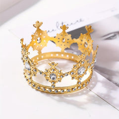 Golden Alloy Crystal Crown Headband Hair Accessory