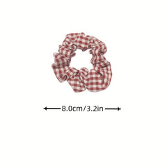 8pcs Plaid Scrunchies Hair Tie Colorful Elastic Ponytail Holder