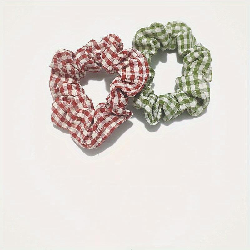 8pcs Plaid Scrunchies Hair Tie Colorful Elastic Ponytail Holder