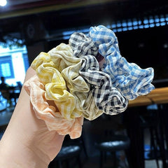 8pcs Plaid Scrunchies Hair Tie Colorful Elastic Ponytail Holder