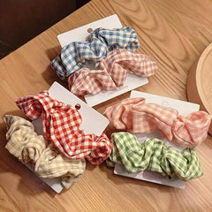 8pcs Plaid Scrunchies Hair Tie Colorful Elastic Ponytail Holder
