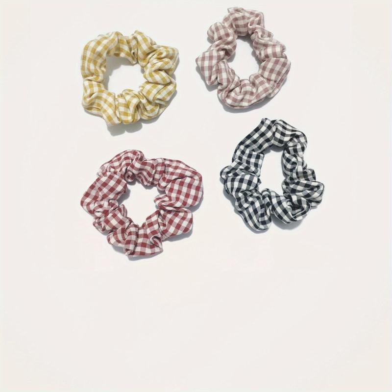 8pcs Plaid Scrunchies Hair Tie Colorful Elastic Ponytail Holder