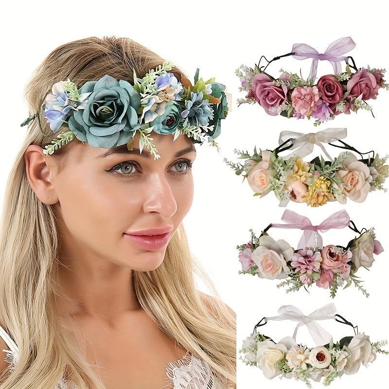 Flower Garland Hair Hoop Rose Flower Hawaii Headdress