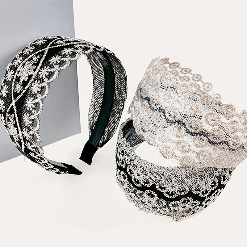 Star Lace Wide Brimmed Headband Holiday Hair Hoop