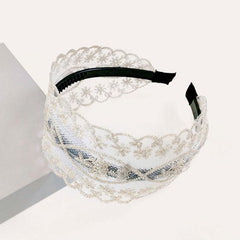 Star Lace Wide Brimmed Headband Holiday Hair Hoop
