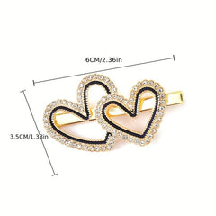 Heart Rhinestone Hair Clip Duck Billed Style for Women Girls