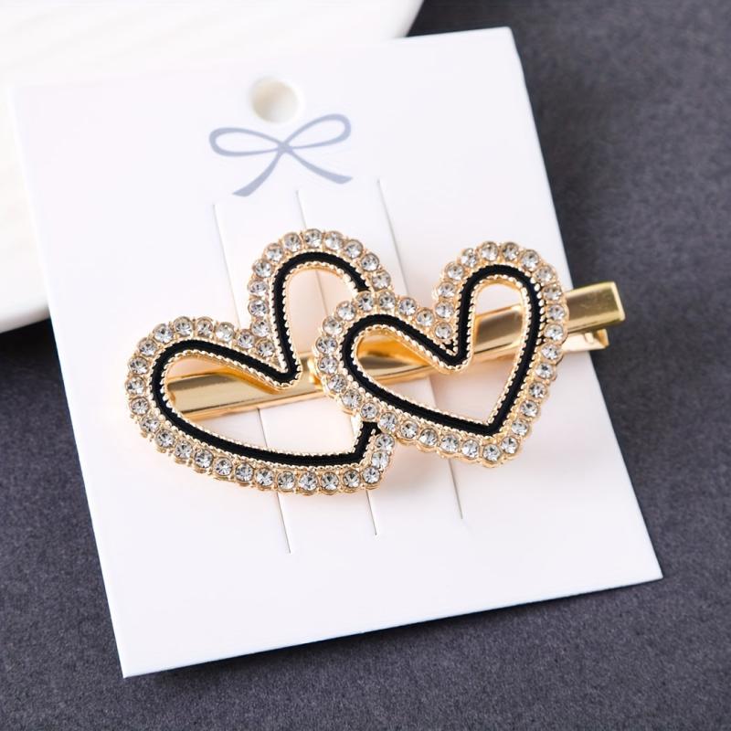 Heart Rhinestone Hair Clip Duck Billed Style for Women Girls