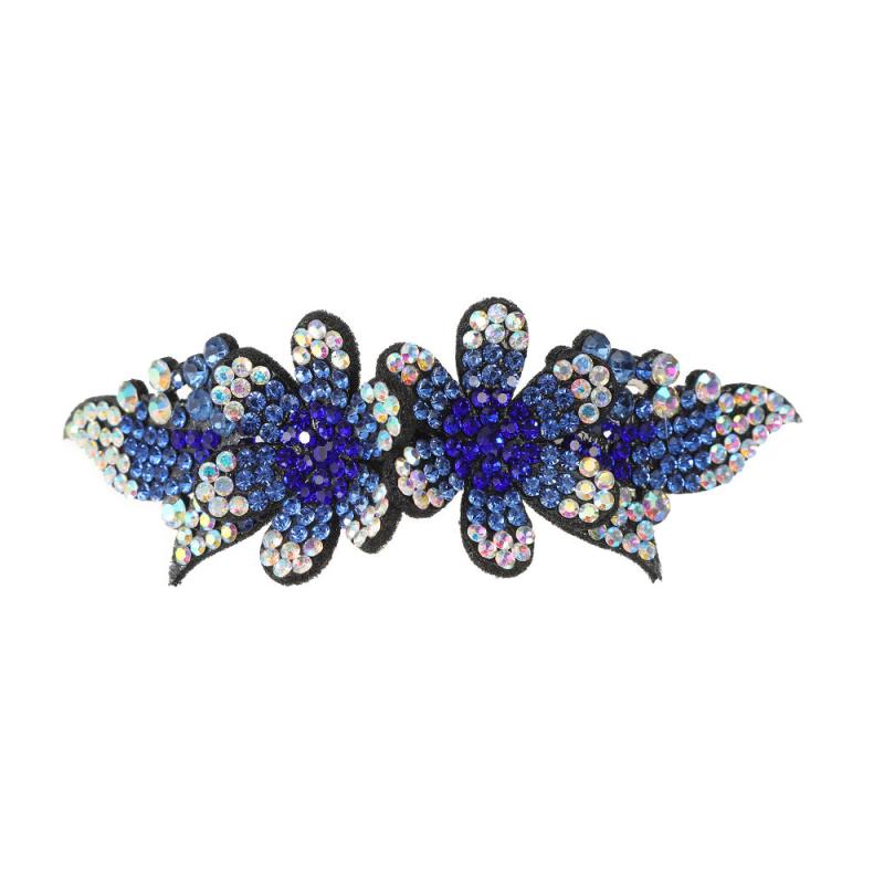 Rhinestone Double Flower Hair Clip for Women Girls Large Duckbill Clip Hairpin
