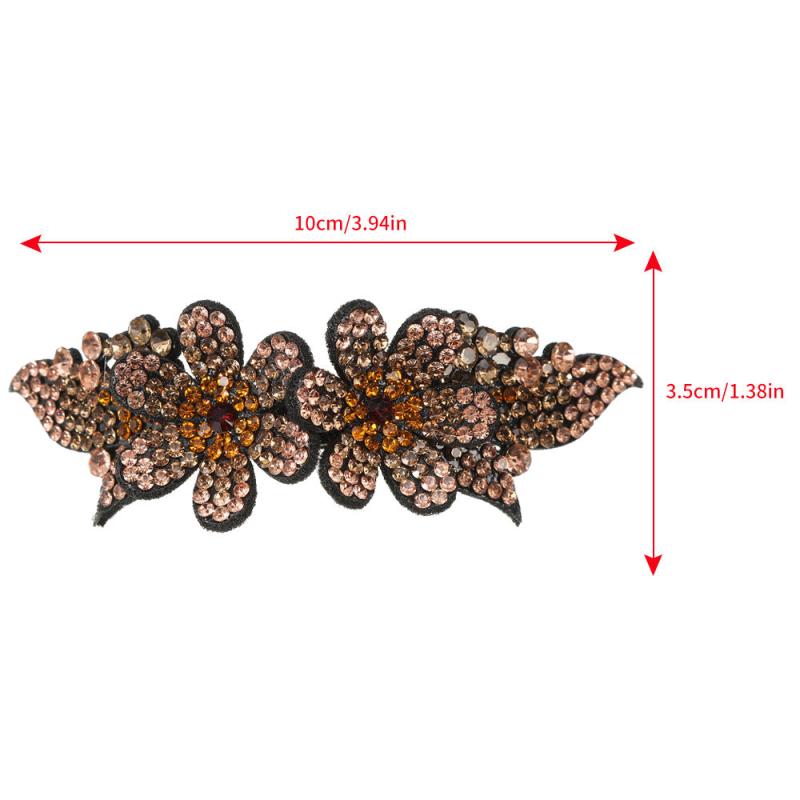 Rhinestone Double Flower Hair Clip for Women Girls Large Duckbill Clip Hairpin
