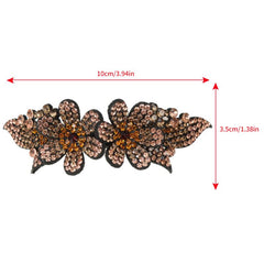 Rhinestone Double Flower Hair Clip for Women Girls Large Duckbill Clip Hairpin