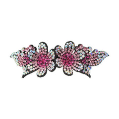 Rhinestone Double Flower Hair Clip for Women Girls Large Duckbill Clip Hairpin