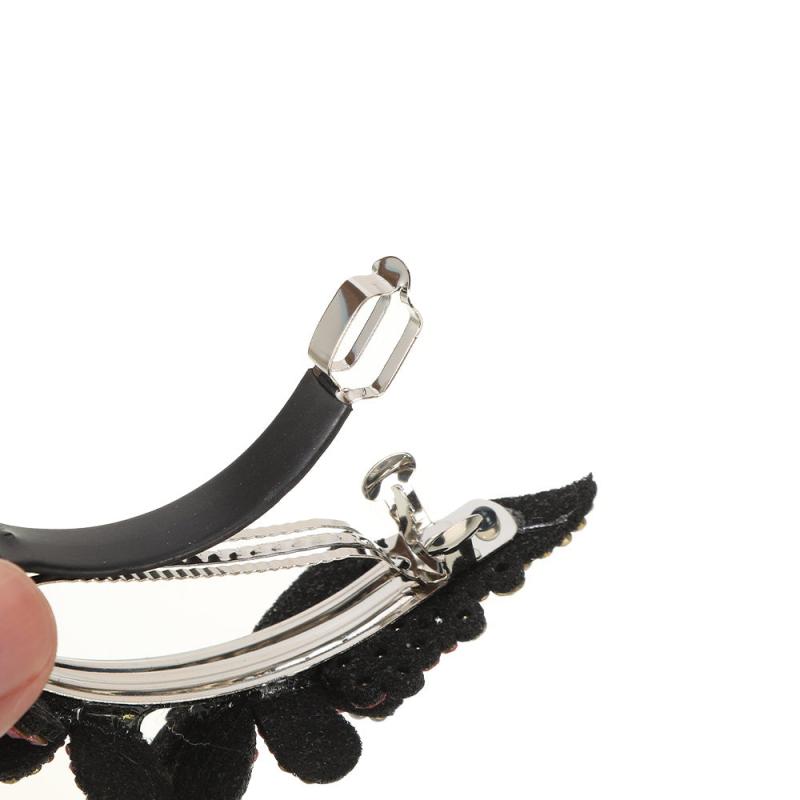 Rhinestone Double Flower Hair Clip for Women Girls Large Duckbill Clip Hairpin