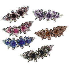 Rhinestone Double Flower Hair Clip for Women Girls Large Duckbill Clip Hairpin