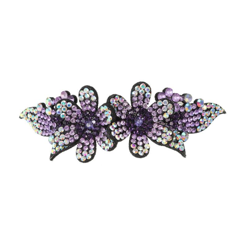 Rhinestone Double Flower Hair Clip for Women Girls Large Duckbill Clip Hairpin
