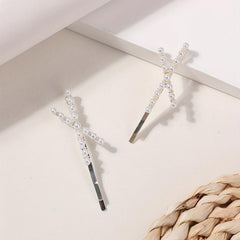 2pcs Faux Pearl Cross Hair Clip Resin Bobby Pin Hair Barrette Hair Slides