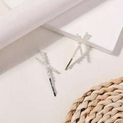 2pcs Faux Pearl Cross Hair Clip Resin Bobby Pin Hair Barrette Hair Slides