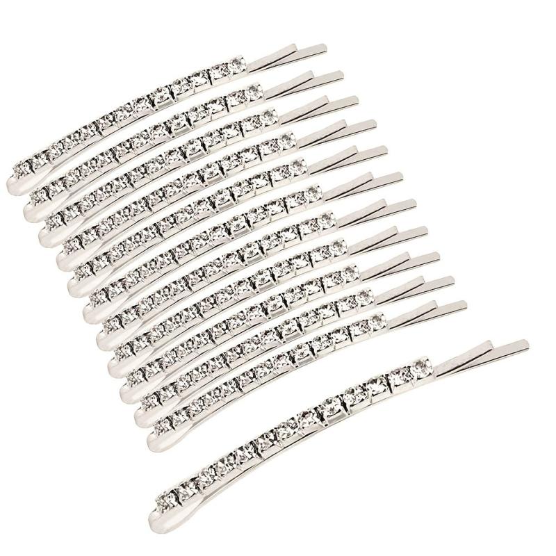 12pcs Rhinestone Hair Clips Shining Headwear Non Slip Accessory