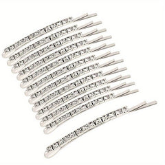 12pcs Rhinestone Hair Clips Shining Headwear Non Slip Accessory