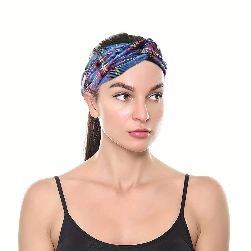Plaid Knotted Headband Sports Sweatband Hair Band Hair Accessories