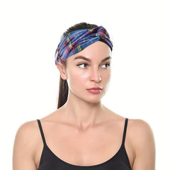 Plaid Knotted Headband Sports Sweatband Hair Band Hair Accessories