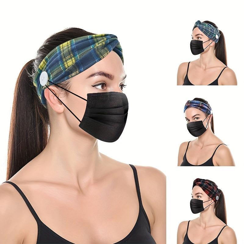 Plaid Knotted Headband Sports Sweatband Hair Band Hair Accessories