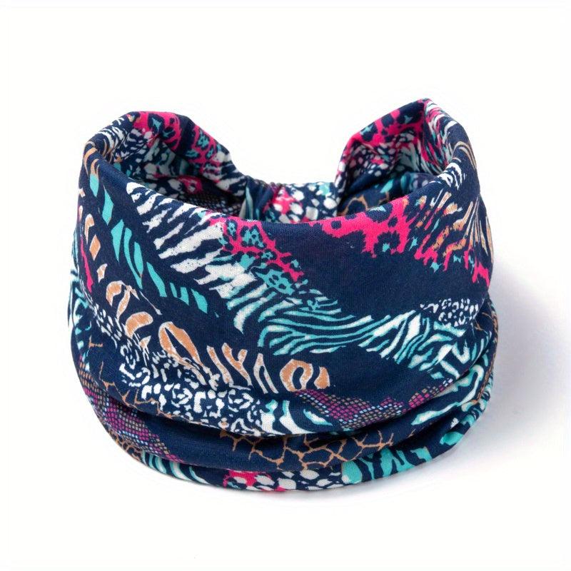 Boho Floral Headband Leopard Print Wide Bandana Hair Accessories