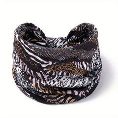 Boho Floral Headband Leopard Print Wide Bandana Hair Accessories