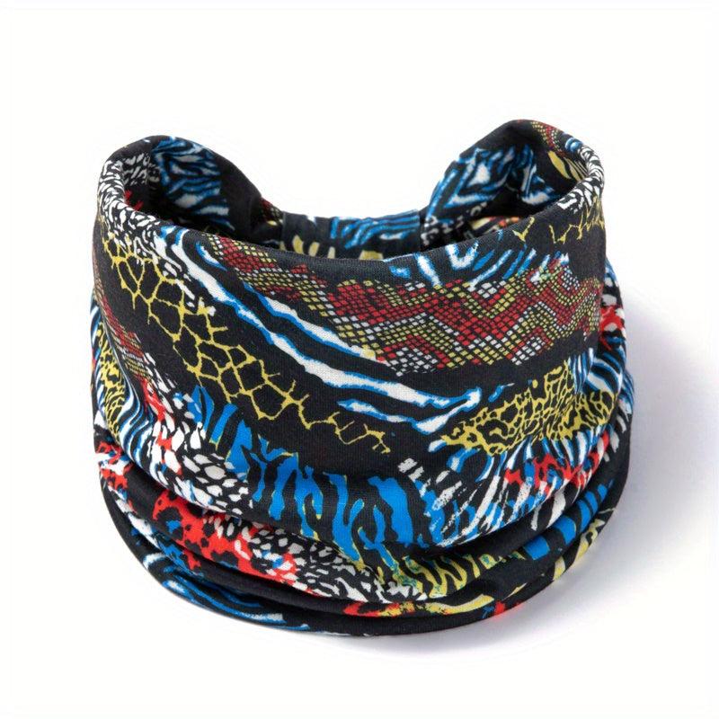 Boho Floral Headband Leopard Print Wide Bandana Hair Accessories