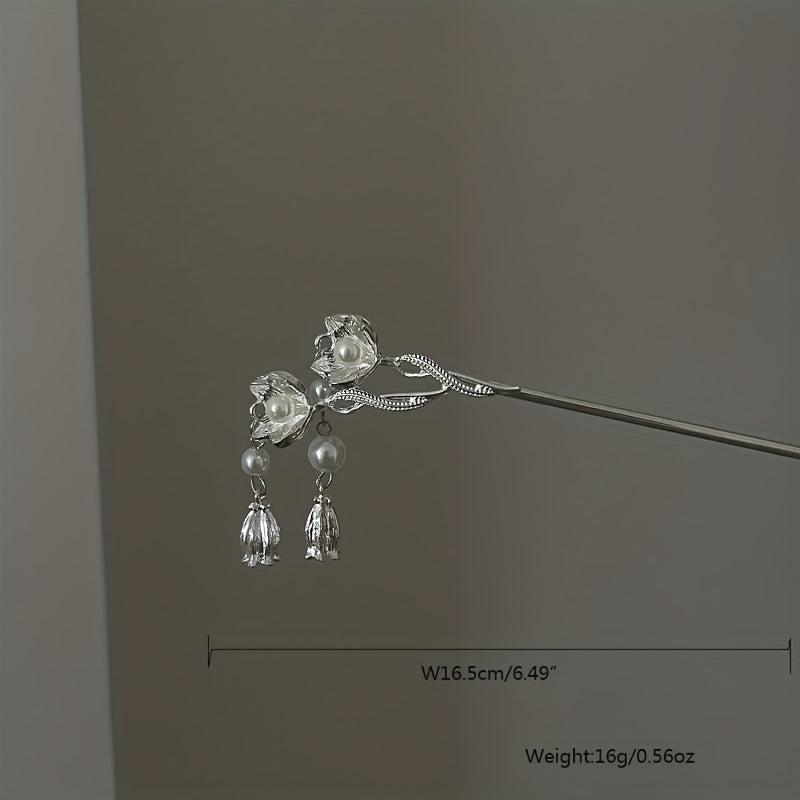 Chinese Style Faux Pearl Hair Stick Flower Hair Accessory