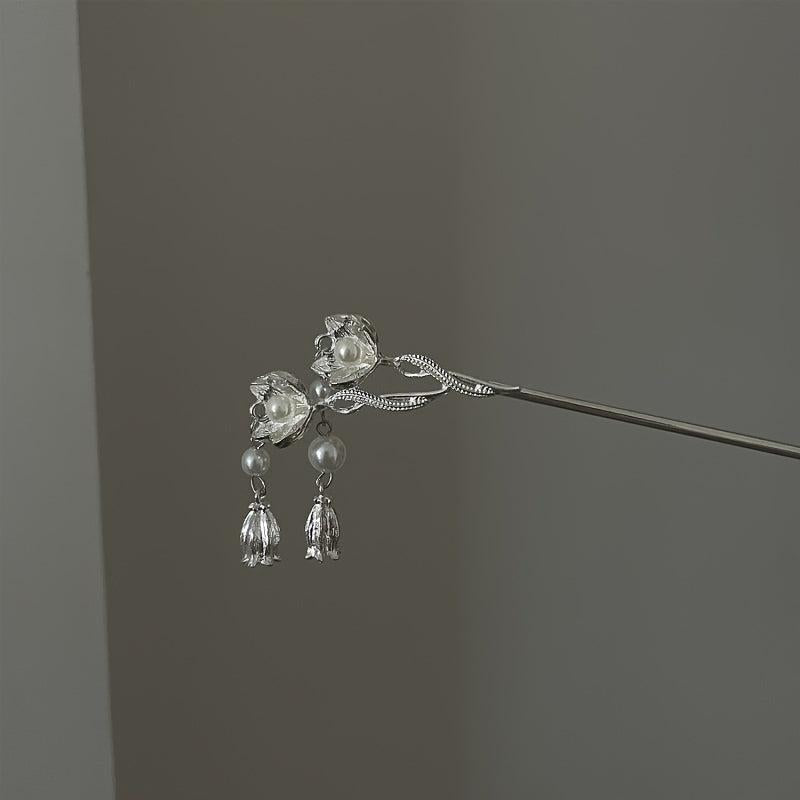 Chinese Style Faux Pearl Hair Stick Flower Hair Accessory