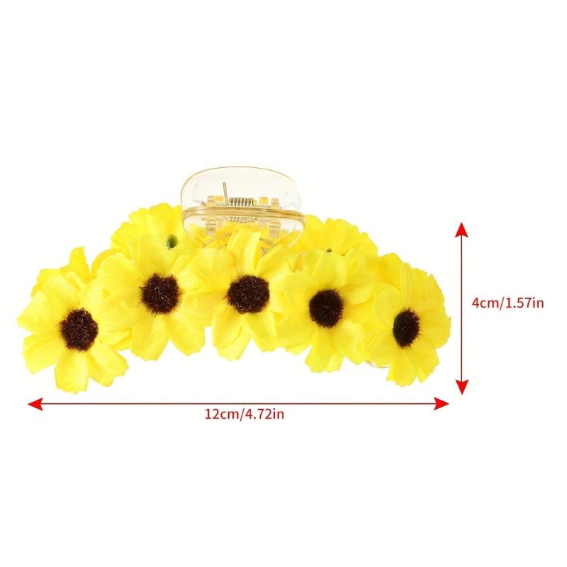 Sunflower Decor Hair Claw Banana Clip Boho Style Headwear