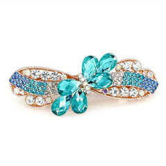 Vintage Rhinestone Flower Hair Clip for Ponytail