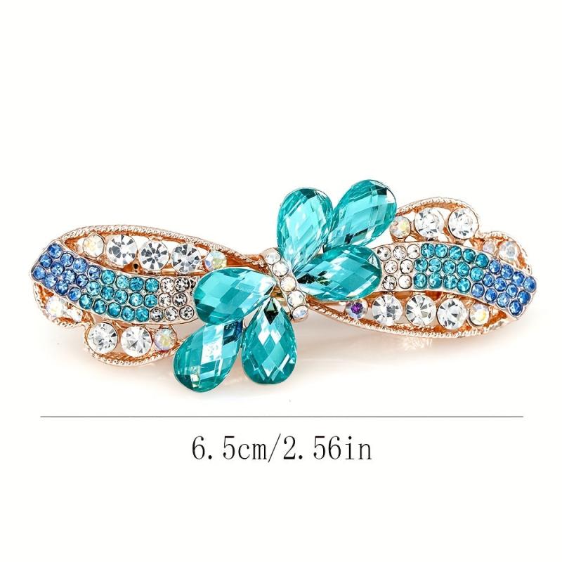Vintage Rhinestone Flower Hair Clip for Ponytail