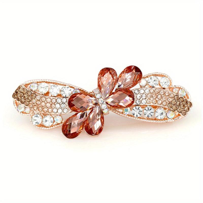 Vintage Rhinestone Flower Hair Clip for Ponytail