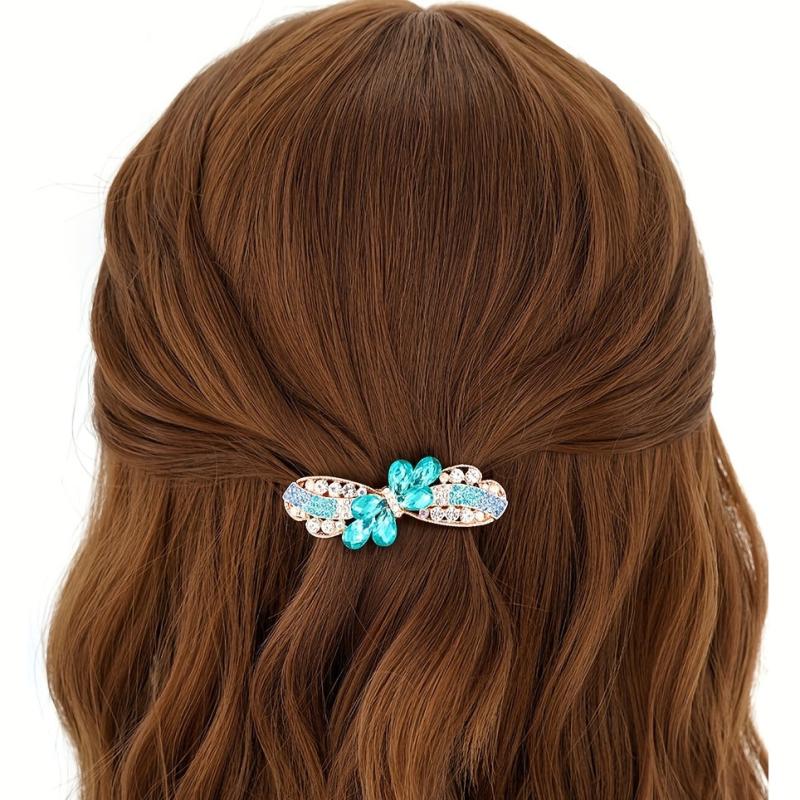 Vintage Rhinestone Flower Hair Clip for Ponytail